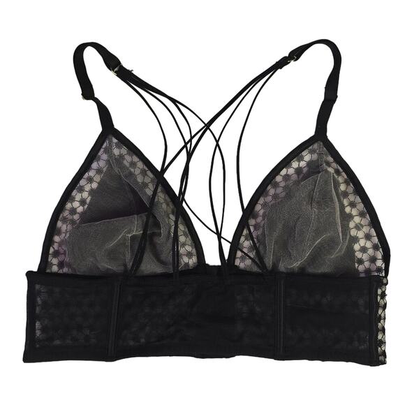 Victorias Secret Luxe Lingerie Starburst Sexy Satin Bralette Bra Black LG - Picture 4 of 5